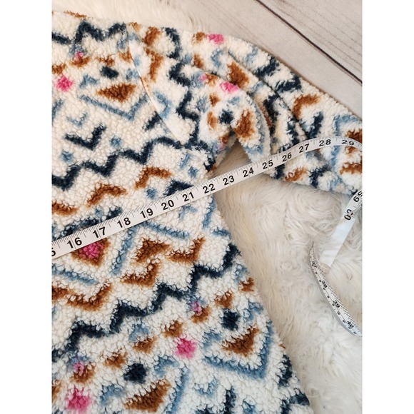 Eddie Bauer Womens Multicolor Geometric Long Sleeve Fleece Pullover Sweater Sz M - Picture 5 of 6